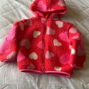 Old Navy Red and White Fleece Jacket